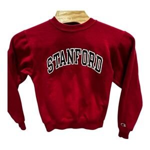 Stanford Cardinal Men's Small Champion Red Embroidered Logo Crewneck Sweatshirt